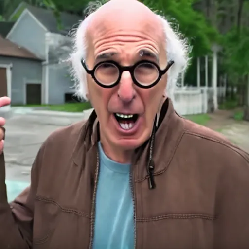 Image similar to Larry David freaking out during a datura trip, 1080p video screenshot