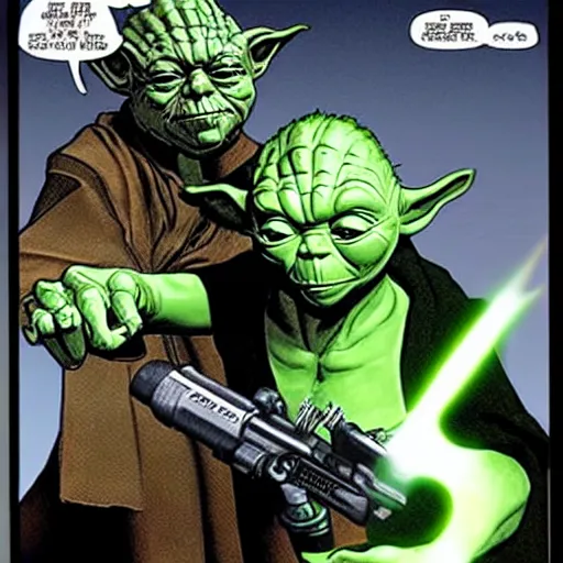 Prompt: Yoda fighting the Terminator