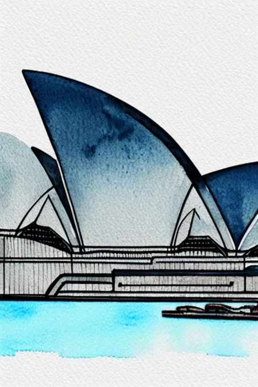 Image similar to minimalist watercolor art of sydney opera, illustration, vector art