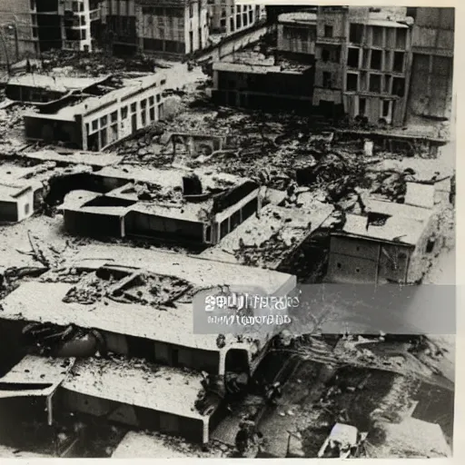 Prompt: A photo of a Madrid after a nuclear bomb in the Spanish Civil War