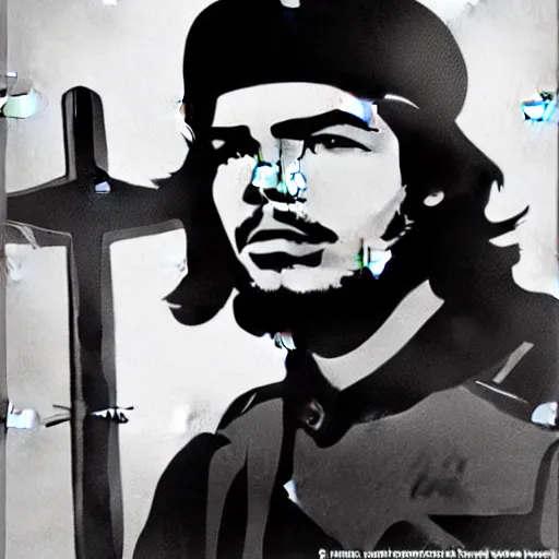 Image similar to young man as che guevara, soviet propaganda style