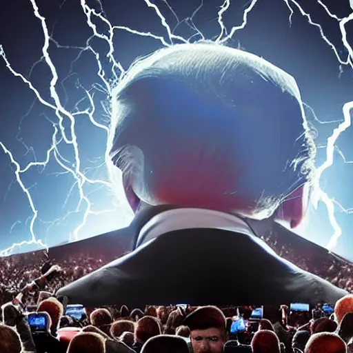 Prompt: donald trump screams so loudly that his head explodes, realistic, hdr, clear image, thunderstorm in donald trump's office, 8 k, super real event,