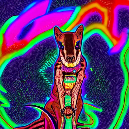 Prompt: Psychedelia Stoat and the Neon Apocalypse