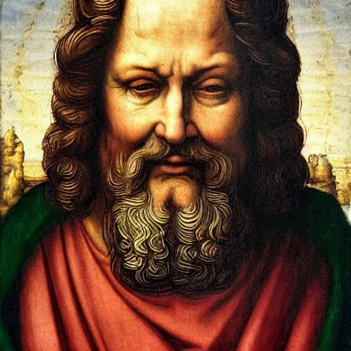 Prompt: The Dude as God, renaissance religious art, Michael Angelo inspired