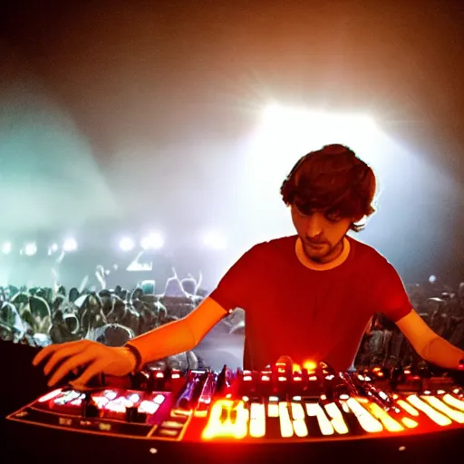 Image similar to dj madeon playing a live show on the surface of the sun