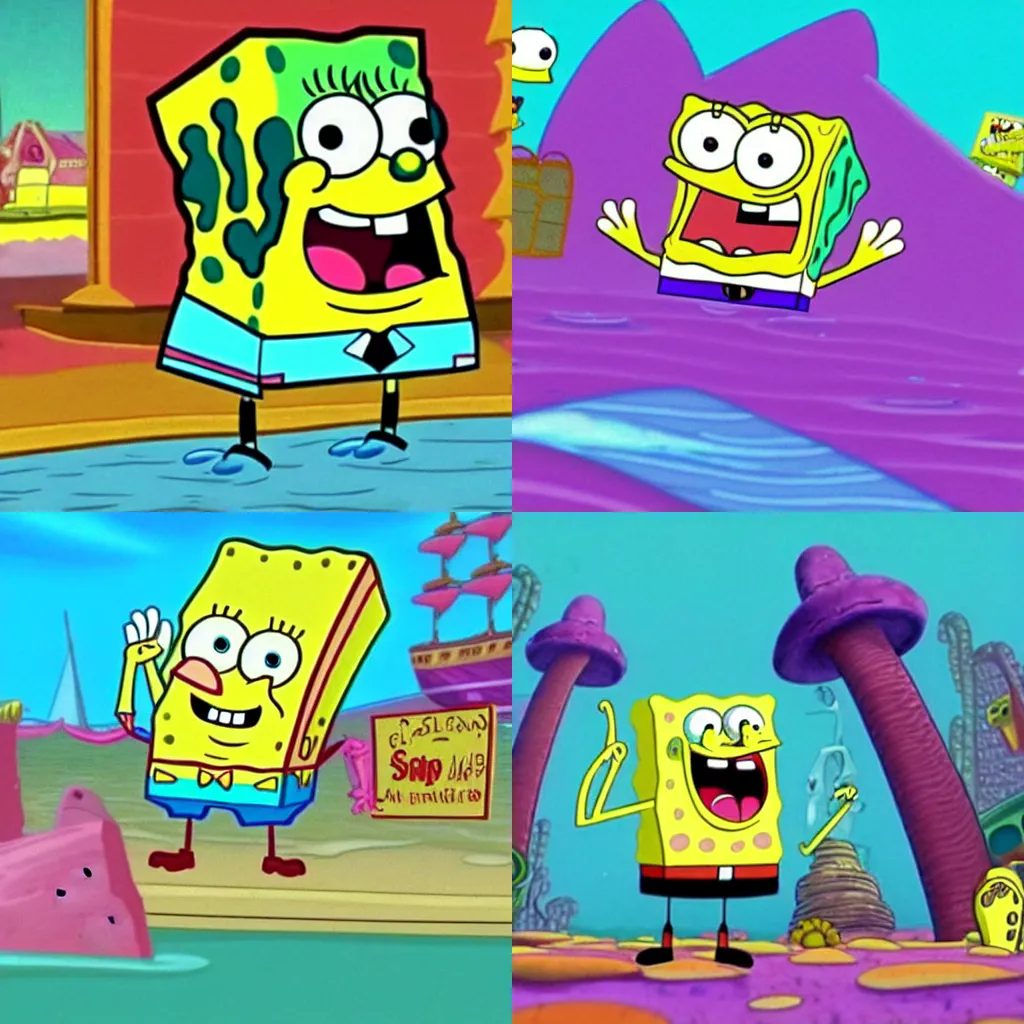 Prompt: a screenshot from Spongebob Squarepants (1999), Stephen Hillenburg, Nickelodeon, animated, cartoon,