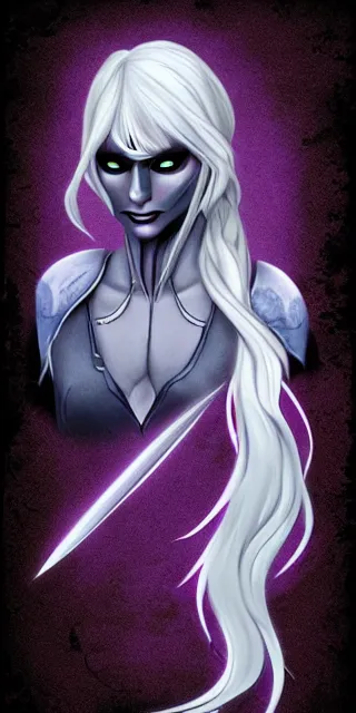 Image similar to D&D style drow fighter, photorealistic