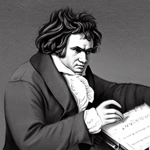 Prompt: beethoven is the disk jockey in a london night club in the 1 9 9 0 s