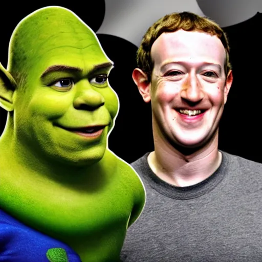 Prompt: mark zuckerberg and shrek wrestling