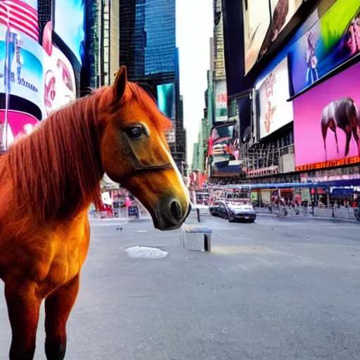 Image similar to photo of a horse in times square