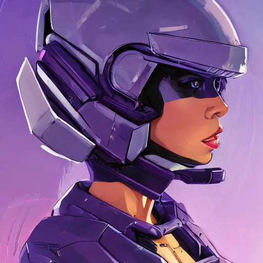 Image similar to a portrait of a stunning beautiful elite jessica jones gundam pilot, with an intricate, detailed, urban inspired hiphop afro futuristic helmet, vector behance hd jesper ejsing, rhads, makoto shinkai, lois van baarle, ilya kuvshinov, rossdraws, hd, 3 2 k, ilya kuvshinov, gustav klimt