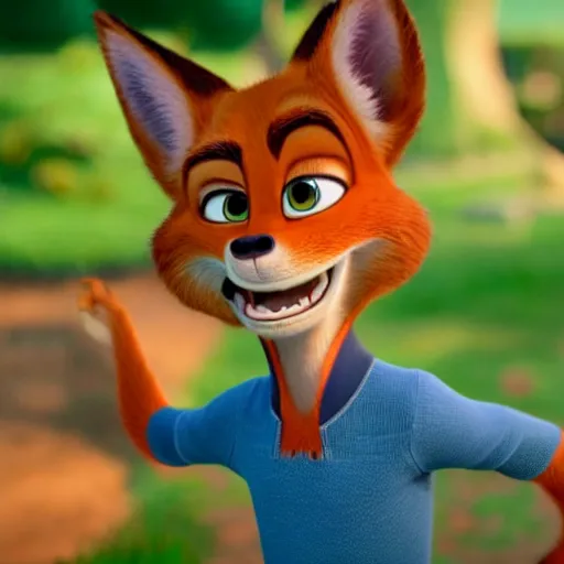 Image similar to nick wilde from zootopia, pixar style