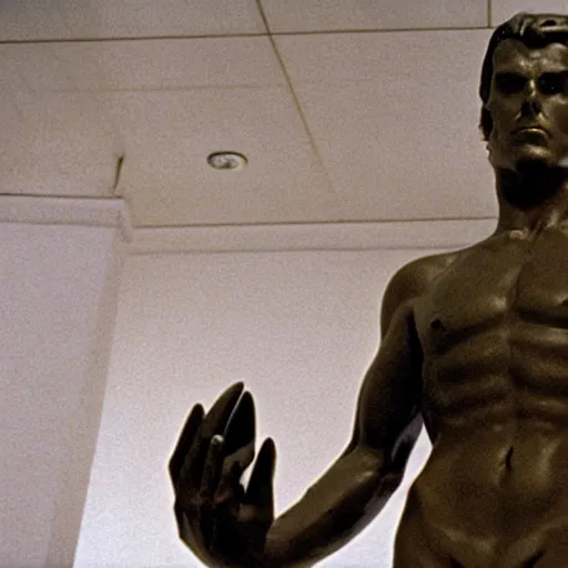 Image similar to statue of Christian Bale, by Arno Breker, in American Psycho (1999)