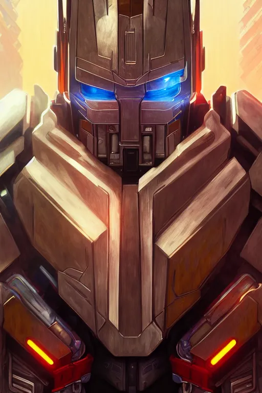 Prompt: a portrait of optimus prime, fantasy, sharp focus, intricate, elegant, digital painting, artstation, matte, highly detailed, concept art, illustration, ambient lighting, art by ilya kuvshinov, artgerm, alphonse mucha, and greg rutkowski