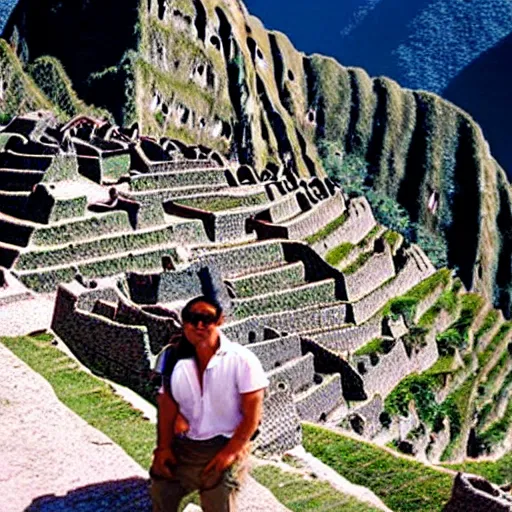 Image similar to Pablo Neruda in Macchu Picchu