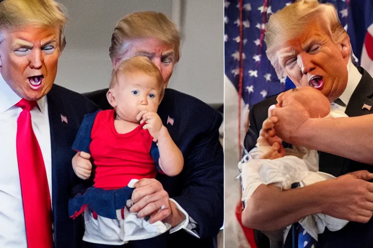 Prompt: donald trump eating a baby