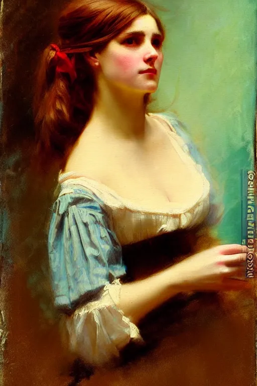 Prompt: soft colorsphotograph imax and solomon joseph solomon and richard schmid and jeremy lipking victorian loose genre loose painting full length portrait painting of pretty barmaid pirate wench disney