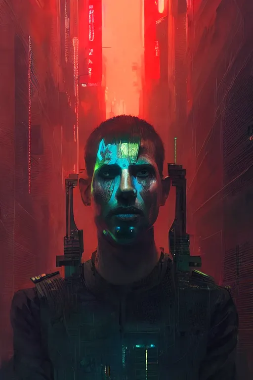 Prompt: soldier from blade runner 2 0 4 9, cyberpunk futuristic neon. decorated with traditional japanese ornaments by ismail inceoglu dragan bibin hans thoma greg rutkowski alexandros pyromallis nekro rene maritte illustrated, perfect face, fine details, realistic shaded, fine - face, pretty face