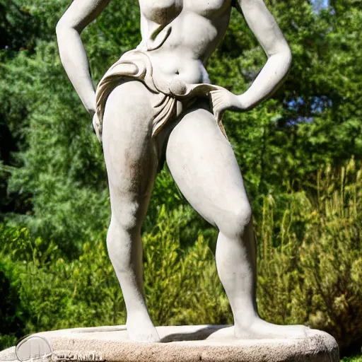 Image similar to long shot photo of a soapstone Art Deco statue of ancient greek religion god Hades wearing a tunic, sculped by Paul Landowski,Jean Dupas, Tamara de Lempicka, Reginald Marsh, Rockwell Kent, and Diego Rivera,long shot,wide shot,low angle,Sigma 85 mm f/1.4,very detailed,unreal-engine,city in the background