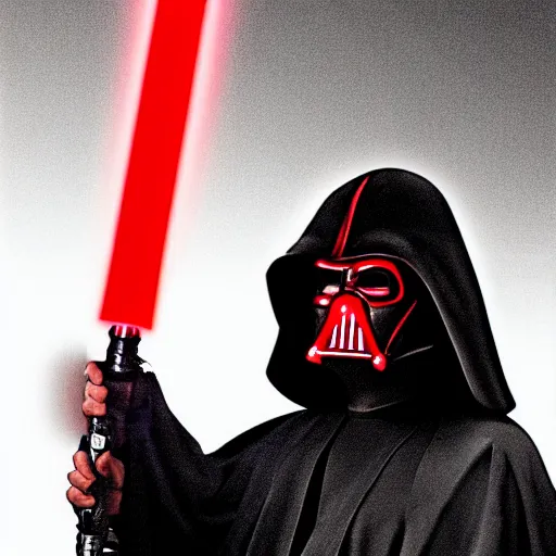 Image similar to Jeb Bush as a sith lord, holding a red lightsaber