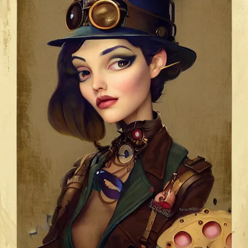 Image similar to lofi steampunk portrait pixar style by Jonathan Yeo and Tom Bagshaw and Joe Fenton