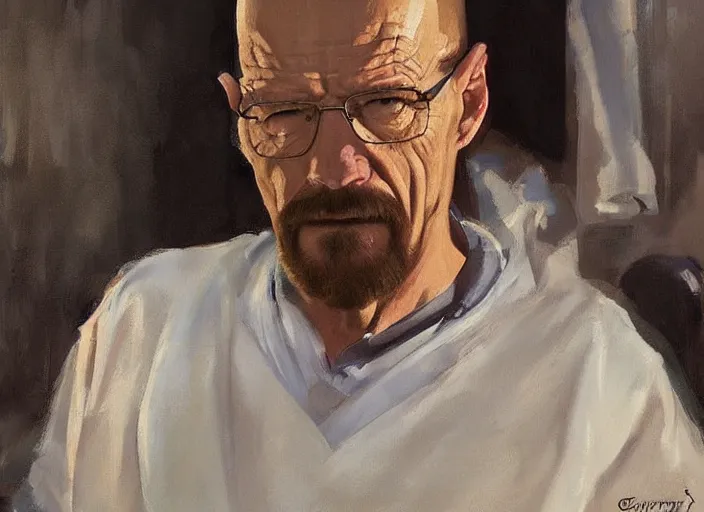 Image similar to a highly detailed beautiful portrait of walter white wearing a maid costume, by gregory manchess, james gurney, james jean