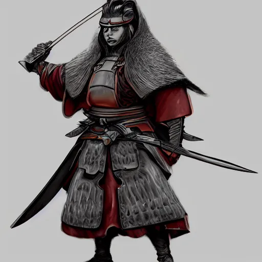 Image similar to full concept character concept art design, center framed and center focused, dungeons and dragons character art highly detailed, artstation, feudal squirrel samurai