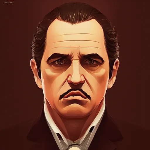 Image similar to face icon stylized minimalist the godfather, loftis, cory behance hd by jesper ejsing, by rhads, makoto shinkai and lois van baarle, ilya kuvshinov, rossdraws global illumination