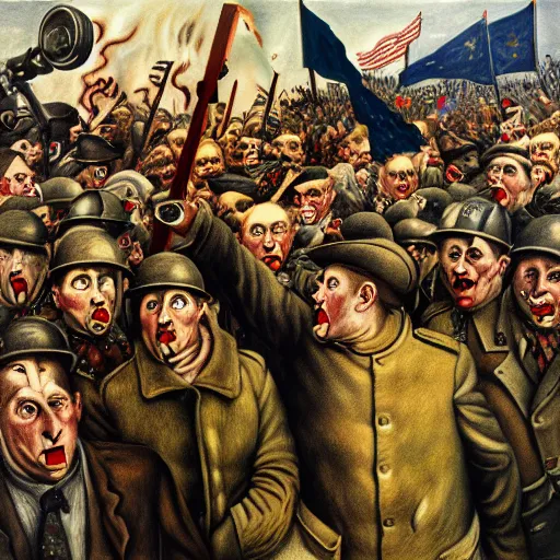 Image similar to january 6 insurrection by otto dix, hyperrealistic, aesthetic, masterpiece