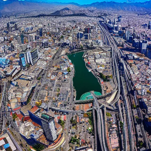 Image similar to santiago de chile, overhead drone shot