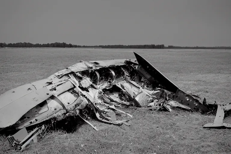 Prompt: crush site of an airplane, photo by Chris McCaw,