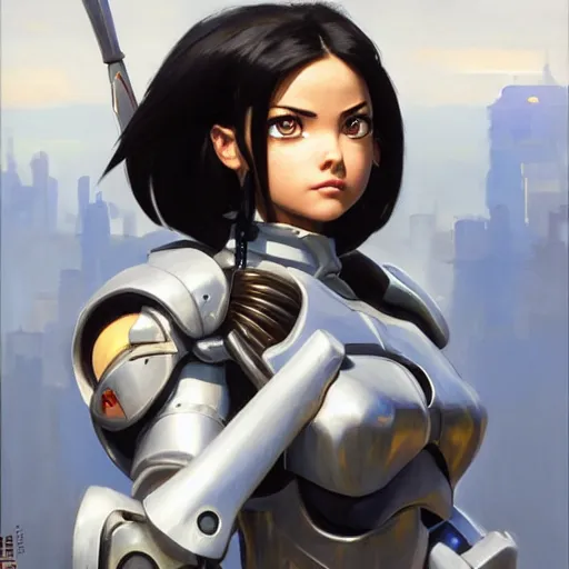 Image similar to greg manchess portrait painting of partially armored battle angel alita as overwatch character, medium shot, asymmetrical, profile picture, organic painting, sunny day, matte painting, bold shapes, hard edges, street art, trending on artstation, by huang guangjian, gil elvgren, ruan jia, greg rutkowski, gaston bussiere