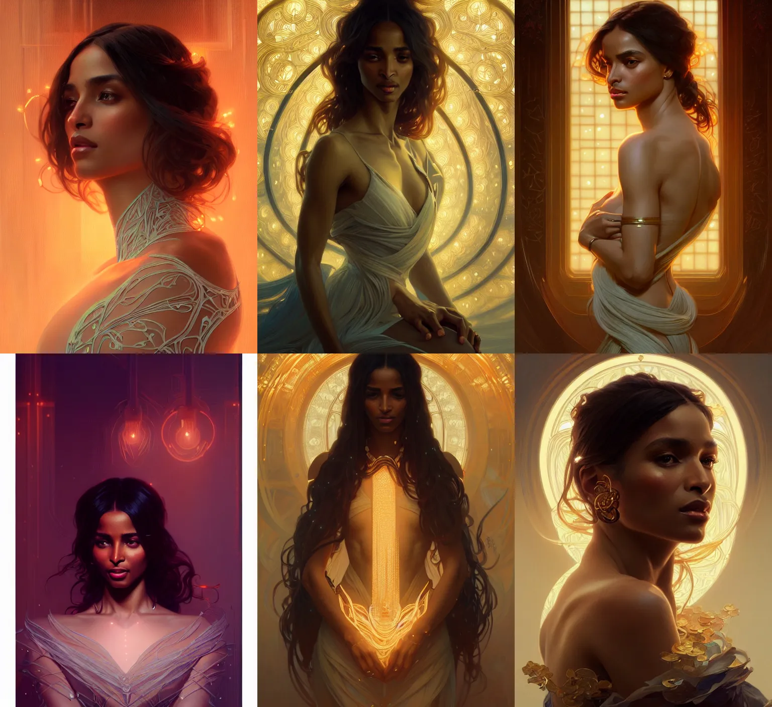 Prompt: portrait of ciara, intricate, elegant, glowing lights, highly detailed, digital painting, artstation, glamor pose, concept art, smooth, sharp focus, illustration, art by wlop, alphonse mucha and greg rutkowski