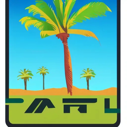 Image similar to palm tree in front of a volleyball vector logo, professional sports style, flat colour, svg, professional, sharp edges