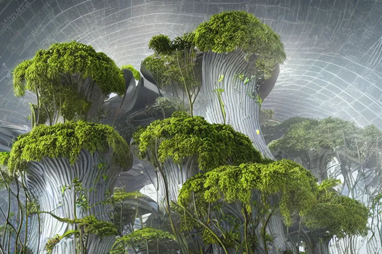 Image similar to futuristic foliage overgrowing favela fungus hive, art nouveau environment, award winning art, epic dreamlike fantasy landscape, ultra realistic,