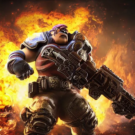 Image similar to Bowser!!!! from the Super ((((Mario)))) videogame series as the main character in Gears of War, highly detailed, high quality, HD, 4k, 8k, Canon 300mm, professional photographer, 40mp, lifelike, top-rated, award winning, realistic, sharp, no blur, edited, corrected, trending