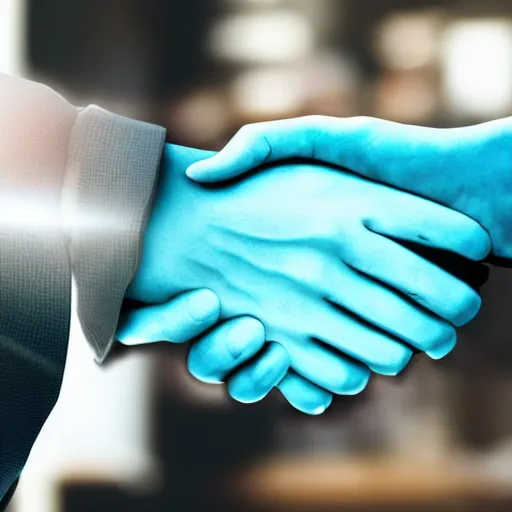 Image similar to photo of ai hand shake human doing business