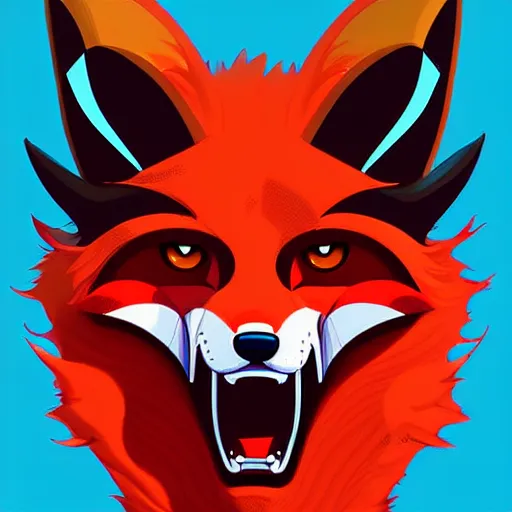 Image similar to digital art logo, angry fox, by James Jean and by artgerm , ultradetailed, trending on artstation,