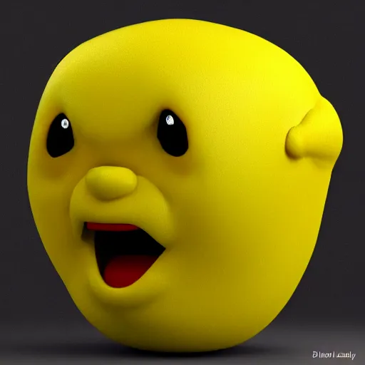 Prompt: an angry lemon, character 3 d render