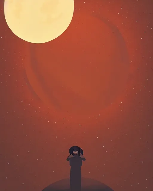 Prompt: beautiful painting of a smiling moon at night, art by mike winkelmann, golden hour, illustration, highly detailed, simple, smooth and clean vector curves, no jagged lines, vector art, smooth, artstation