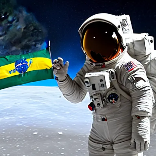 Prompt: one astronaut with a brazilian flag patch on his arm beside his daughter on the moon, beautiful dynamic lighting, cinematic, wide angle establishing shot, extremely high detail, photo realistic, cinematic lighting, post processed, concept art, artstation, matte painting, style by frederic church, raphael lacoste, unreal engine 8 k