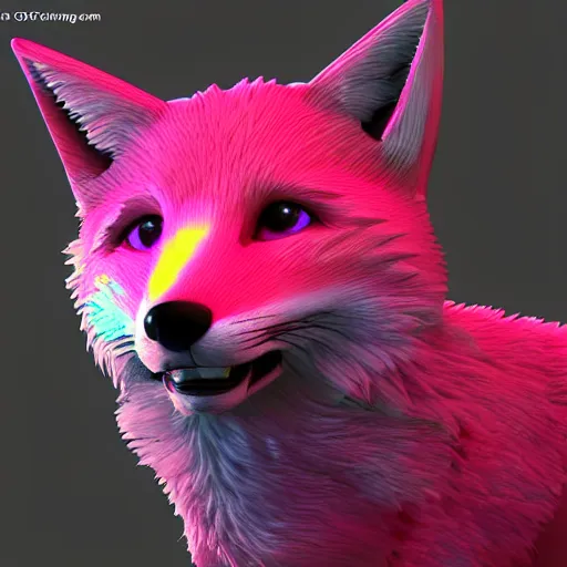 Prompt: synthwave fox, digital art, 3 d render, oktane, post - processing