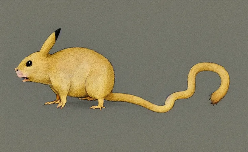 Image similar to ancient rodent ancestor of Pikachu, scientific illustration, fossil reconstruction
