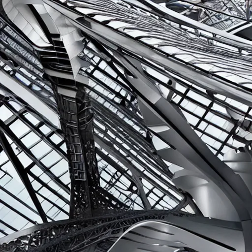 Prompt: alternative eiffel tower structure made by zaha hadid