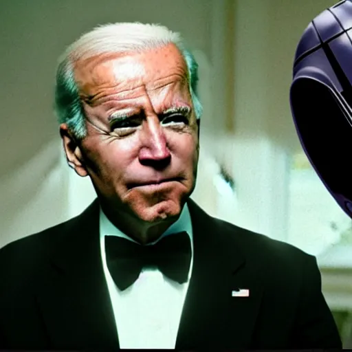 Prompt: Joe biden as darth vader without a helmet, relaxing in the death stat. Movie still, cinematic lighting, realistic