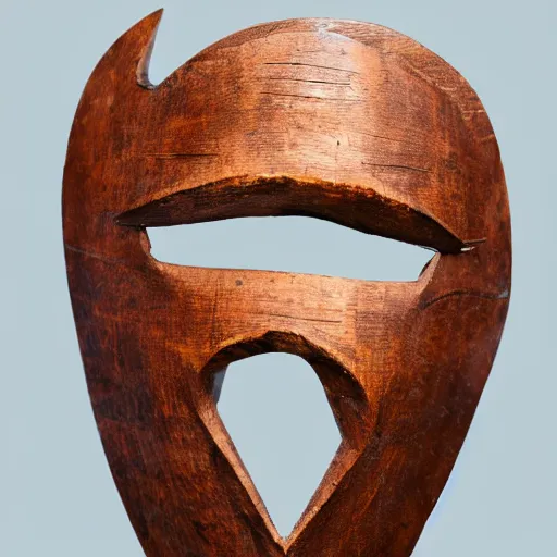 Image similar to wooden mask of hands covering face