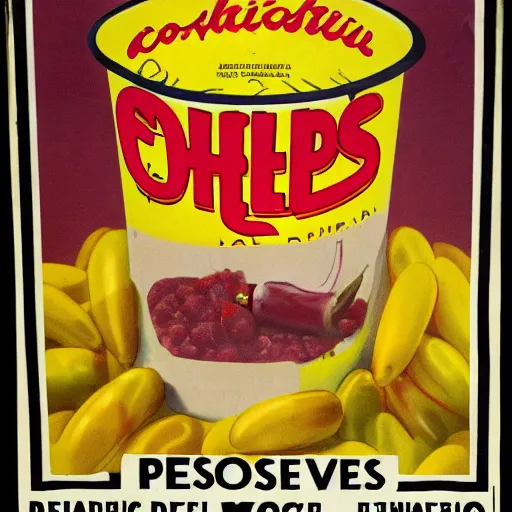 Prompt: vintage advertisement for Peeps Chili