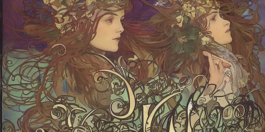 Image similar to rts game in style of Alfons Mucha, gameplay, warrior units