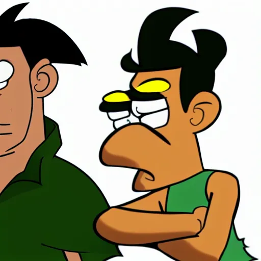 Prompt: angry muscular man sylvester stalone in as a phineas and ferb character