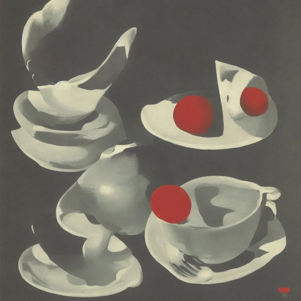 Image similar to Rene Magritte painting of a cup of tea, high quality, surrealist